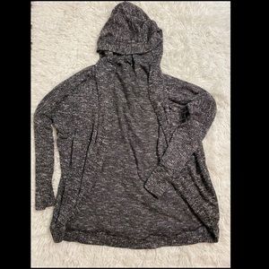 Grey with white large cardigan with hoodie